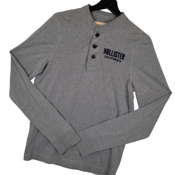 Hollister Other - Vintage Hollister Men's Long Sleeve Henley Shirt Sz Large Embroidered Gray
